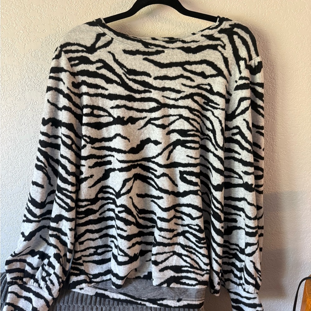 Zebra Print Crew Neck Sweater